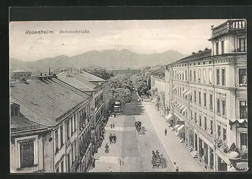 AK Rosenheim, Bahnhofstrasse aus der Vogelschau