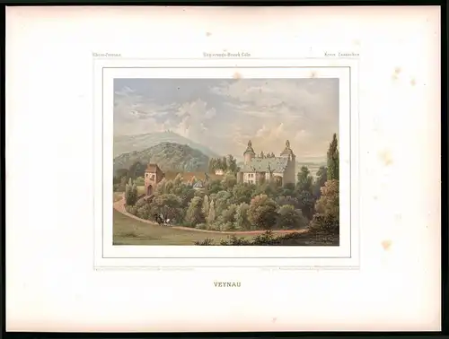 Lithographie Veynau, Kreis Euskirchen, Farblithographie aus Duncker 1865, 39 x 29cm