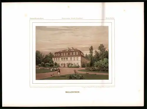 Lithographie Mallenchen, Kreis Kalau, Farblithographie aus Duncker 1865, 39 x 29cm