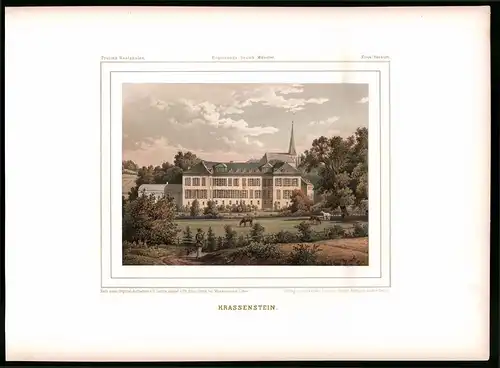 Lithographie Krassenstein, Kreis Beckum, Farblithographie aus Duncker 1865, 39 x 29cm