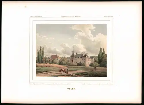 Lithographie Velen, Kreis Borken, Farblithographie aus Duncker 1865, 39 x 29cm