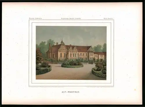 Lithographie Alt-Warthau, Kreis Bunzlau, Farblithographie aus Duncker 1865, 39 x 29cm