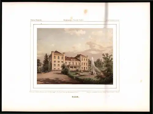 Lithographie Rohr, Kreis Rummelsburg, Farblithographie aus Duncker 1865, 39 x 29cm