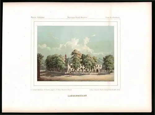 Lithographie Langenbielau, Kreis Reichenbach, Farblithographie aus Duncker 1865, 39 x 29cm