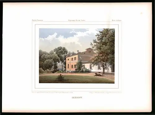 Lithographie Seehoff, Kreis Schlawe, Farblithographie aus Duncker 1865, 39 x 29cm