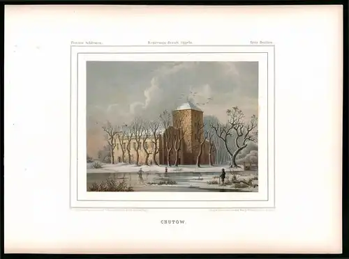 Lithographie Chutow, Kreis Beuthen, Farblithographie aus Duncker 1865, 39 x 29cm