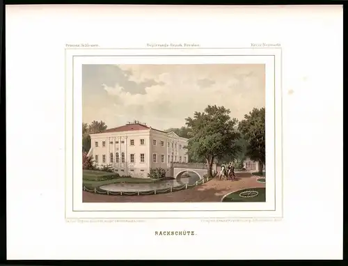 Lithographie Rackschütz, Kreis Neumarkt, Farblithographie aus Duncker 1865, 39 x 29cm