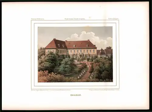 Lithographie Dalkau, Kreis Glogau, Farblithographie aus Duncker 1865, 39 x 29cm