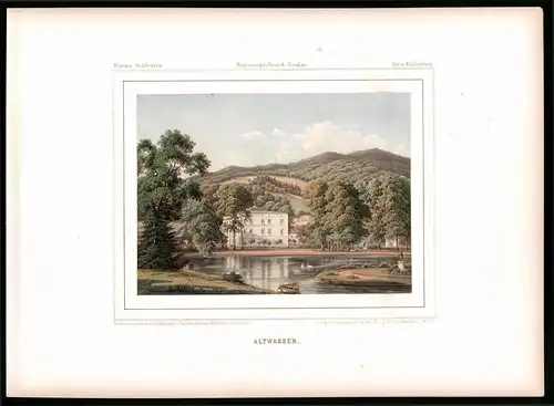 Lithographie Altwasser, Kreis Waldenburg, Farblithographie aus Duncker 1865, 39 x 29cm