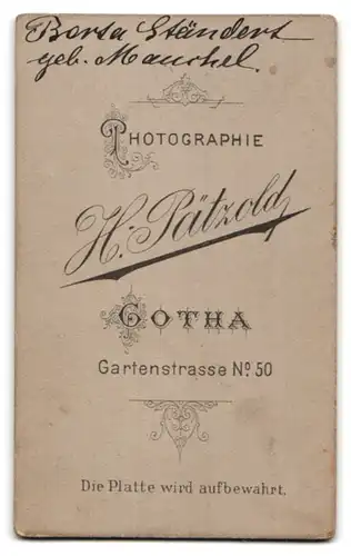 Fotografie H. Pätzold, Gotha, Gartenstrasse 50, junge schöne sanfte Dame