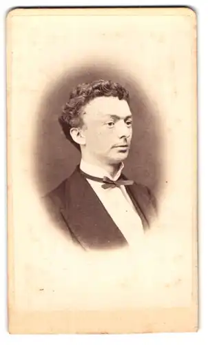 Fotografie A. H. Porkert, Leitmeritz, Rudolfsgarten 243, Portrait junger Mann im Anzug mit Fliege