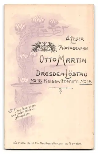 Fotografie Otto Martin, Dresden-Löbtau, Reisewitzerstrasse 18, Portrait kleines Mädchen im modischen Kleid