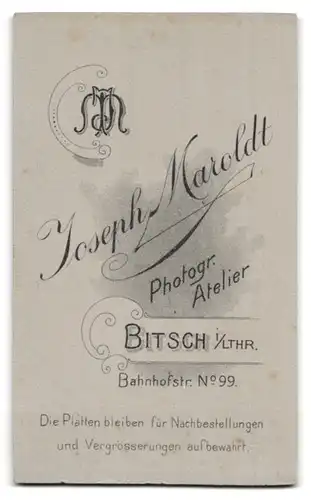 Fotografie Joseph Maroldt, Bitsch i /Lthr., Bahnhofstrasse 99, Portrait eleganter Herr mit Oberlippenbart