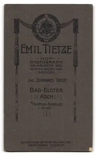 Fotografie Emil Tietze, Bad-Elster, Portrait junger Herr mit Zwicker und Schnauzbart