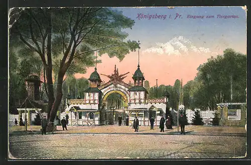 AK Königsberg i. Pr., Eingang zum Tiergarten