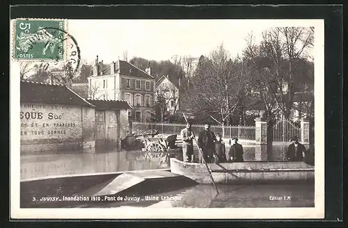 AK Juvisy, Indondation 1910, Pont de Juvisy, Usine Lehèque, Hochwasser