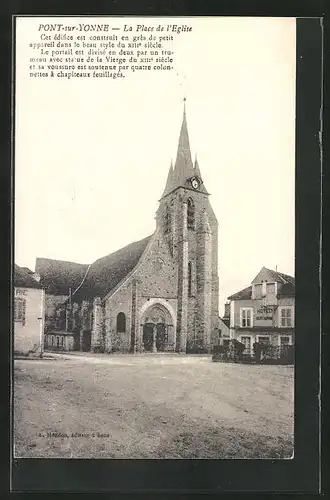 AK Pont-sur-Yonne, La Place de l`Eglise