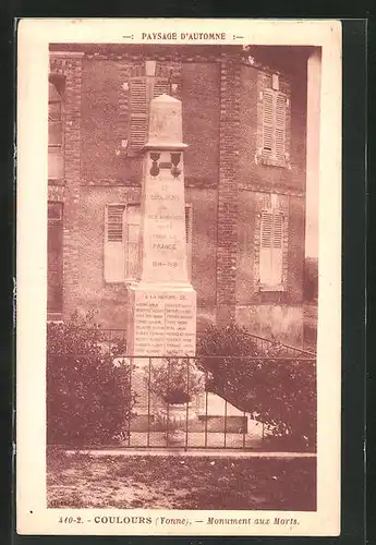 AK Coulours, Monument aux Morts