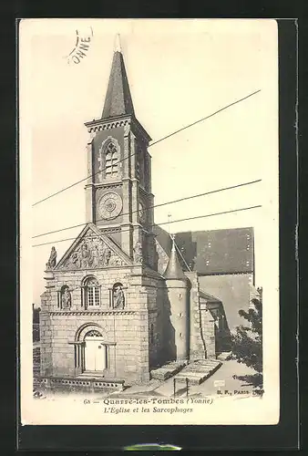 AK Quarré-les-Tombes, L`Eglise et les Sarcophages