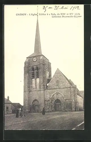 AK Chéroy, L`Eglise, Edifice à 2 Nefs, du XIII et XV siècle