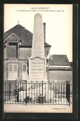 AK Saint-Clément, Le Monument des Morts de la Grande Guerre, 1914-18