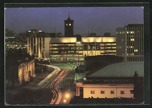 AK Berlin, Palast der Republik, Rotes Rathaus bei Nacht