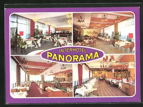 AK Oberhof /Kr. Suhl, Interhotel Panorama, Klubbar, Restaurant Rennsteig, Restaurant Thüringen & Bauernstube