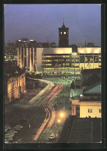 AK Berlin, Blick auf den Palast der Republik bei Beleuchtung