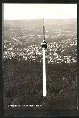 AK Stuttgart, Fernsehturm und Stadt, Luftbild