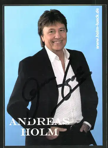 AK Musiker Andreas Holm mit freundlichem Lächeln, Autograph