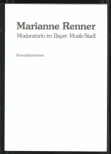 AK Musikerin Marianne Renner mit freundlichem Lächeln, Autograph