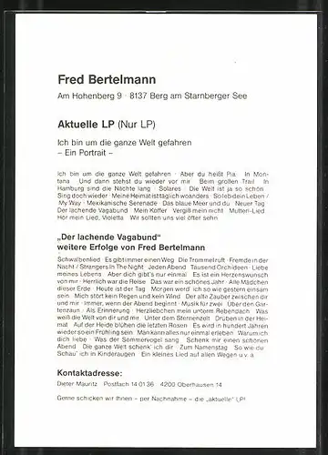 AK Musiker Fred Bertelmann mit freundlichem Lächeln, Autograph