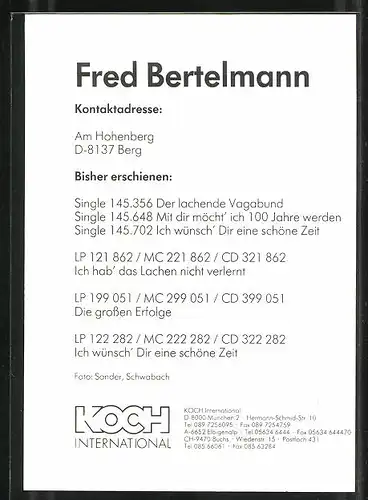 AK Musiker Fred Bertelmann mit freundlichem Lächeln, Autograph