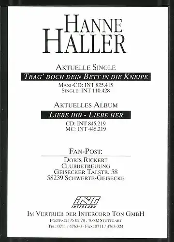 AK Musikerin Hanne Haller mit freundlichem Lächeln, Autograph