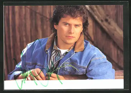 AK Musiker Andy Borg in Jeansjacke, Autograph