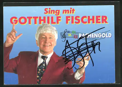 AK Musiker Gotthilf Fischer dirigiert, Autograph