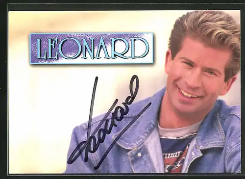 AK Musiker Leonard in Jeansjacke, Autograph