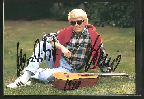 AK Musiker Heino mit Gitarre, Autograph