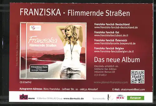 AK Musikerin Franziska steht auf einem Highway, Autograph