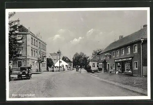 AK Bad Oppelsdorf, Strassenpartie, Automobil