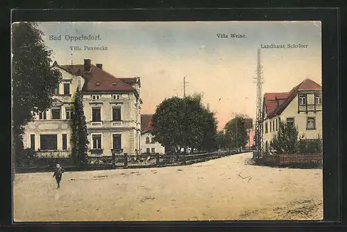 AK Bad Oppelsdorf, Hotels Villa Pannecke, Villa Weise und Gasthaus Schröter