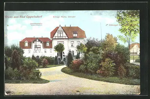 AK Bad Oppelsdorf, Hotel Josefsquell, Kgl. Sächs. Zollamt, Rittergut Graf von Einsiedel