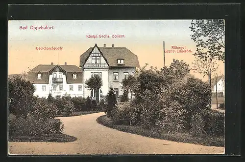AK Bad Oppelsdorf, Rittergut Graf von Einsiedel, Bad-Josefsquelle