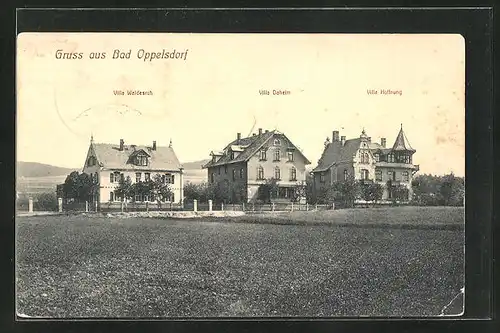 AK Bad Oppelsdorf, die Hotels /Villen Waldesruh, Daheim und Hoffnung