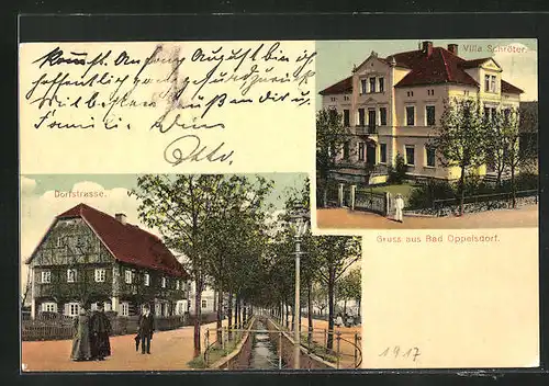 AK Bad Oppelsdorf, Hotel Villa Schröter, Dorfstrasse