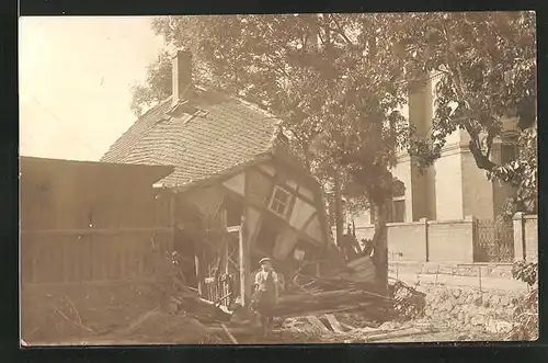 Foto-AK Reichenau, Eingestürztes Fachwerkhaus