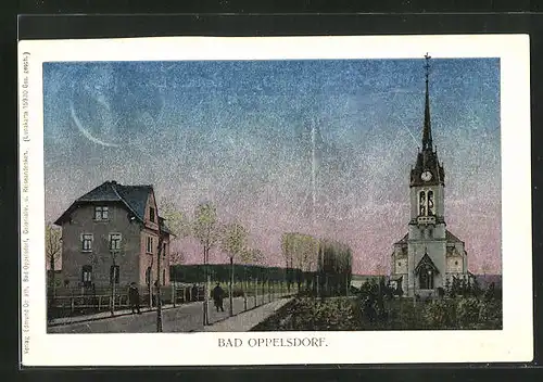 AK Bad Oppelsdorf, Strassenpartie mit Kirche