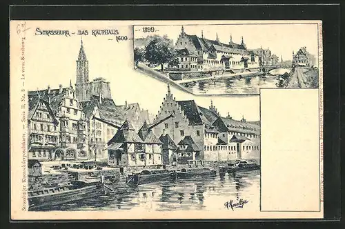 Künstler-AK Strassburg, Das Kaufhaus 1600 und 1899