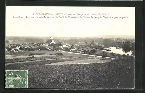 AK Saint-Aubin-sur-Yonne, Vue prise de côteau Nord-Ouest