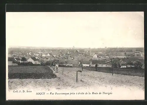 AK Soucy, Vue Panoramique prise à droite de la Route de Thorigny